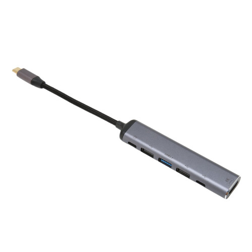 Προσαρμογέας USB C 6In1Hub, Προσαρμογέας πολλαπλών θυρών με θύρα HDMI 4K, Υποστηρίζει 1