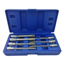 7PC 3/8' Drive Long Reach Star Bit Socket Set T25T60, Extra Long 110mm, CRV Steel, Torx