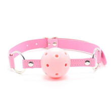 Ball Gag Adjustable Faux Leather Mouth Gag With Air Holes For Beginners Fetish Bondage Toy Pink
