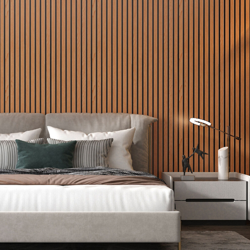 Natural Wallpaper, Wooden Slats Faux Wood Self-Adhesive Smooth Finish Wall Covering For Bedroom, Living Room, Accent Wall, Guest Rooms (45Cm*10M) 9048212327912