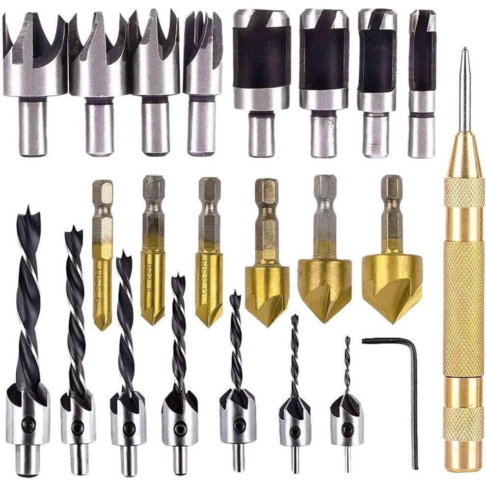 Cobalt Drill Bit Set, 23Piece Woodworking Chamfer Countersink Bits For Wood, Countersink Drill Bits, Assorted Sizes 9119770957337