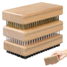 Snowboard Wax Brush Kit 3Pcs Wooden With Nylon Brush Horsehair Brush Brass Brush For Stains Rust Grinding Polishing