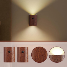 BrownVALSEEL 2 Pcs Wood Grain LED Wall Light, USB Rechargeable Magnetic Suction Night Light for Bedroom