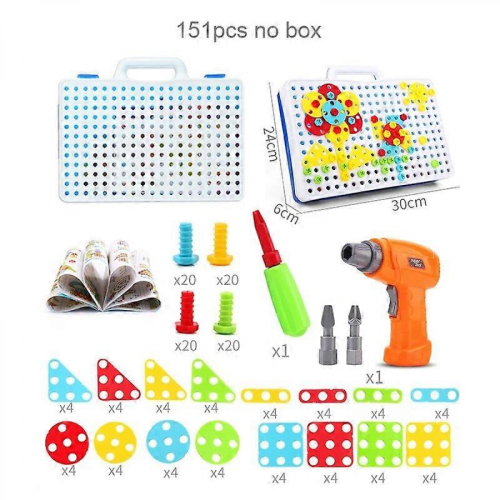 151pcs Electric Drill Toy Simulation Tool DIY Model Kit Educational Building Set Screwing Toys