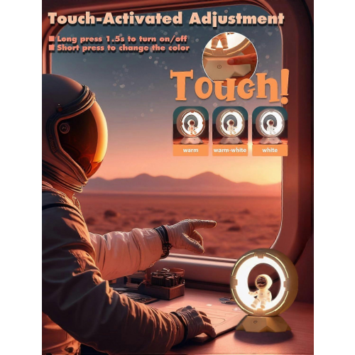 Astronaut Space Night Light, 9-Level Dimmable Touch Control with Rechargeable Battery [Energy Class A] 2