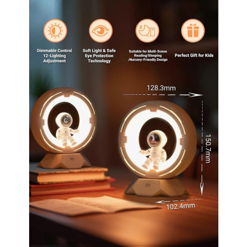 Astronaut Space Night Light, 9-Level Dimmable Touch Control with Rechargeable Battery [Energy Class A] 1