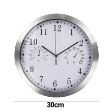 Elegant Wall Clock, Quartz Movement Non-Ticking Silent 12 Inch For Home Office, With Retro Frame Bright Silver Bezel Ivory White Dial And Large Black