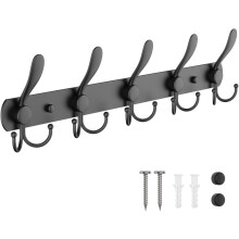 Versatile Wall Mounted Coat Rack, Stylish Practical Design Heavy Duty Coat Hooks for Indoor Entryway Mudroom Bathroom Use (Black)