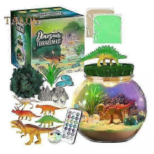 Kit de terrarium dinosaure phosphorescent à LED, à monter soi-même, pour enfants. Crée un micropaysage et veilleuse.