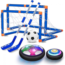 Set 2 in 1 Hockey e Calcio Hover Ricaricabile con 3 Porte LED per Interni/Esterni