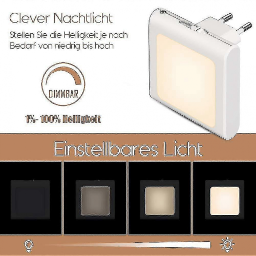 Night Light Socket with Twilight Sensor, 2 Brightness Levels, Infinitely Adjustable Directional Warm White Lights 1