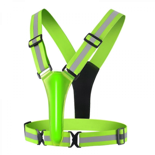 Gilet LED réfléchissant USB rechargeable, sécurité course nocturne, taille ajustable. 1