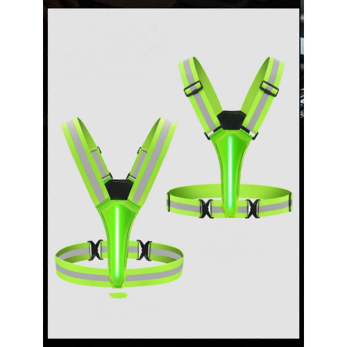 Gilet LED réfléchissant USB rechargeable, sécurité course nocturne, taille ajustable. 2