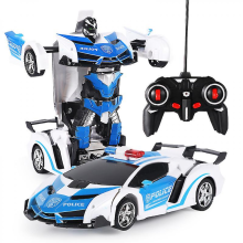 White 1pc New 2-in-1 RC Car Toy Transforming Robot Car Remote Control Toy Gift for Boys