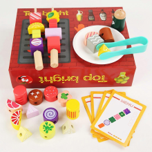 Flye1906 Set Giocattolo Cucina BBQ in Legno per Bambini, Gioco di Finzione Educativo