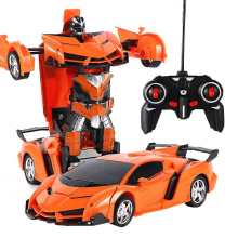 Orange 1pc New 2-in-1 RC Car Toy Transforming Robot Car Remote Control Toy Gift for Boys