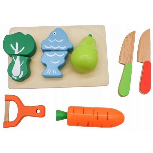 Set da taglio per frutta e verdura in legno, 17 pezzi 2