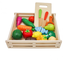 Boîte à fruits et légumes en bois, 17 pièces