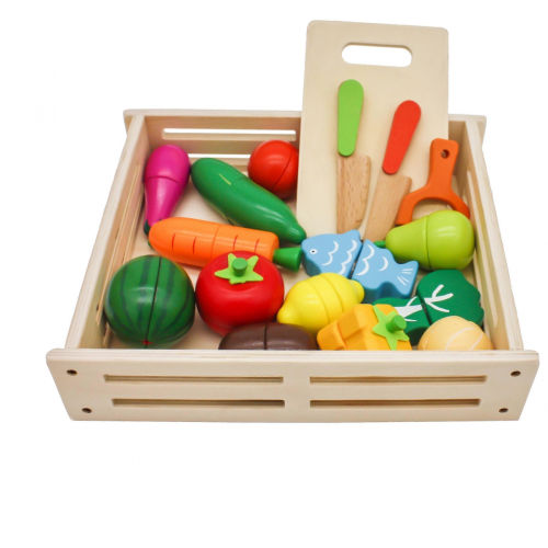 Set da taglio per frutta e verdura in legno, 17 pezzi