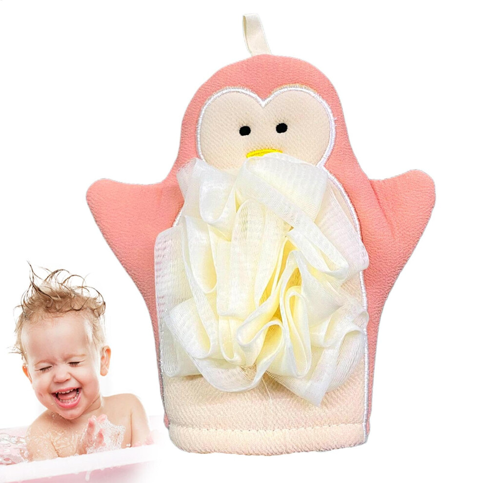 Scrub Mitt: DoubleSided Body Wash Gloves, 22x12x4 cm, 8.66x4.72 in, Pink, Shower Puff, Loofah Sponge