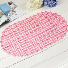 Alfombrilla antideslizante para bañera color rojo rosado, diseño rectangular transparente, material seguro y no tóxico, ventosas antideslizantes