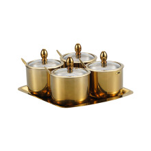 304Stainless Steel Spices Jar Elegant-Gold Four seasoning jars