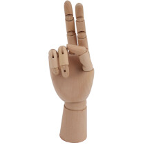 Gearticuleerde mannequin voor schetsoefeningen, flexibele vingers en een levensecht houten handmodel met antislip handpalm, beweegbare menselijke