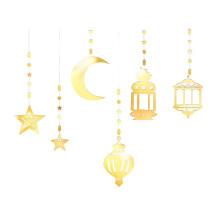 6Pieces Eid Festival Hanging Ornaments Home Ramadans-gold card