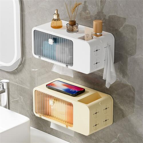 Stylish Wall Mounted Tissue Storage Box-Creamy Yellow 2