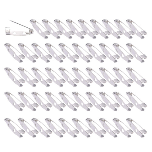 50Pieces Safety Brooch Pins Secure Back Clasp Pin-Silver 25mm