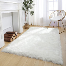 Tapis en fausse fourrure lavable en machine, matériaux de qualité supérieure, envers antidérapant, tapis rectangulaire en fausse fourrure pour
