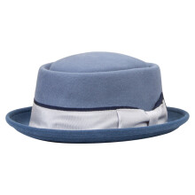 Chapeau Fedoras en laine Homburg élégant-bleu denim bleu fumé