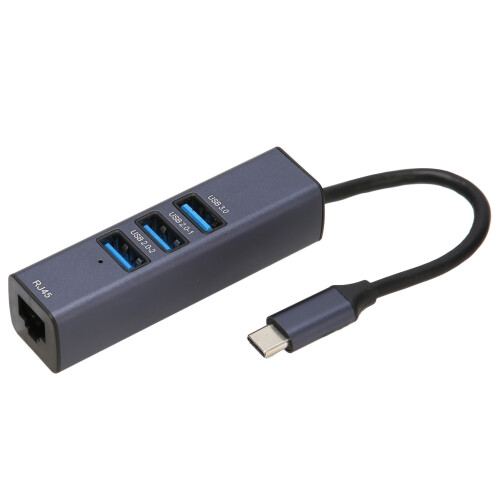 Προσαρμογέας πολλαπλών θυρών τύπου USB C Hub, θύρα USB Plug and Play για Gigabit Ethernet RJ45, θύρα με 3