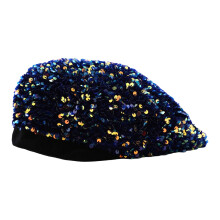 Béret à paillettes élégant pour femmes, chapeau-béret bleu