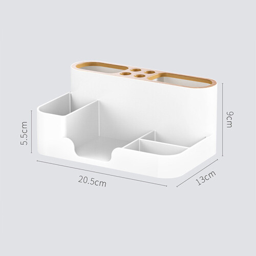 Plastic Desktop Storage Box, Multi Grid Makeup Brush Organizer, 20.5x13x9cm, White 1