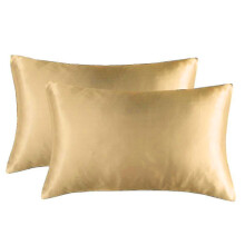 Satin Pillowcases with Hidden Zipper, Mulberry Silk Pillow Case, Protects Skin and Hair, Easy Care, Microfiber Fabric, Silky Smoothness, Champagne Col