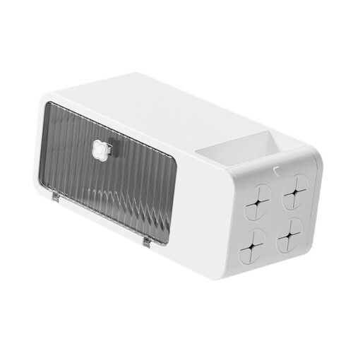 Wall Mounted Attachable Tissue Holder Multipurpose Easy-White
