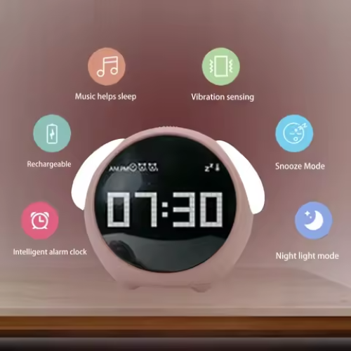 Pink Cute Expression Kids Digital Alarm Clock 1