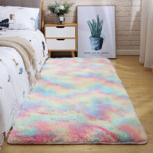 Sateenkaaren värinen koristeellinen matto, ylellinen pehmeä pörröinen matto, liukumaton kestävä lattiamatto olohuoneeseen, makuuhuoneeseen,