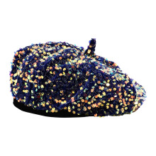 Béret à paillettes pour femme,-chapeau de citrouille bleu