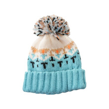 Chapeau de pull tricoté, pompons chauds et respirants,-Bleu ciel