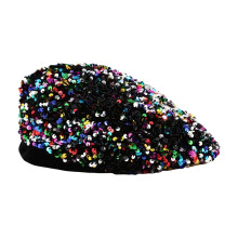 Béret français à paillettes, chapeau d'hiver,-béret coloré