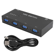 VGA kapcsoló videóválasztó kapcsoló doboz 4 bemenet 1 kimenet plug and play fémház VGA kapcsoló otthoni AV játékkonzolokhoz, set top