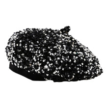 Béret à paillettes tendance, béret-chapeau de citrouille argenté