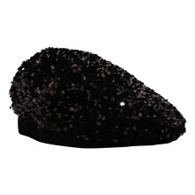 Béret à paillettes tendance, chapeau élégant-béret noir