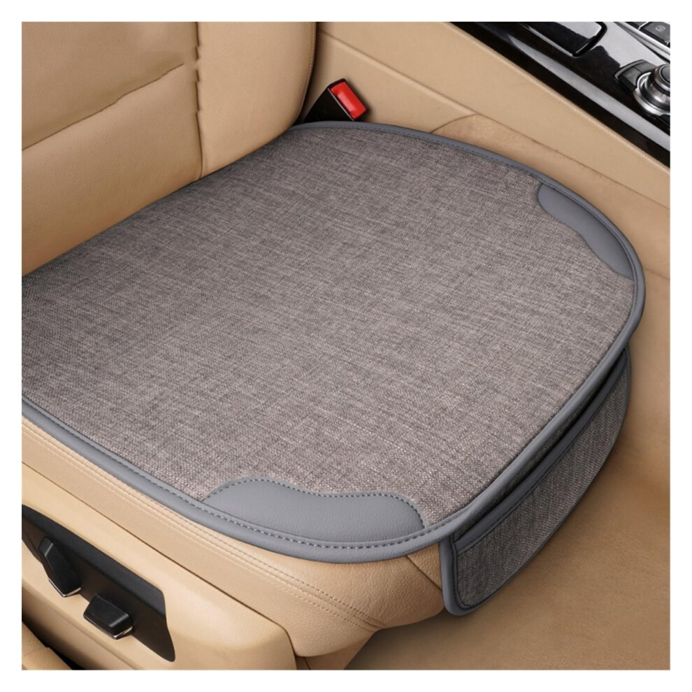 Car Seat Pad Leather Flax, Four Seasons Universal Seat Protector, Front Size, Protects Seats, For Truck, Suv, Van, Gray 9119770960177