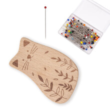 Magnetic Wood Pin Holder Pin Cushion with 100Piece 38mm-01