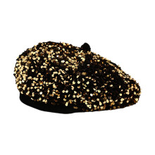 Béret à paillettes pour femme,-chapeau de citrouille doré