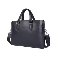 Business Briefcases Mens  Leather Laptop Bag Shoulder Bag Cowhide Messenger Bag Black Large