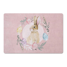 Tapis de bienvenue pour porte d'entrée, tapis de bienvenue printanier avec lapin, décor de Pâques et motif floral, tapis d'entrée antidérapant